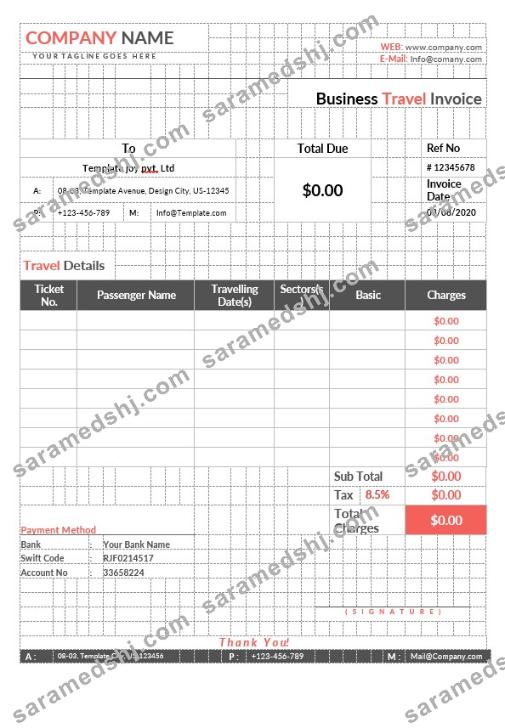 Business Travel Invoice Template